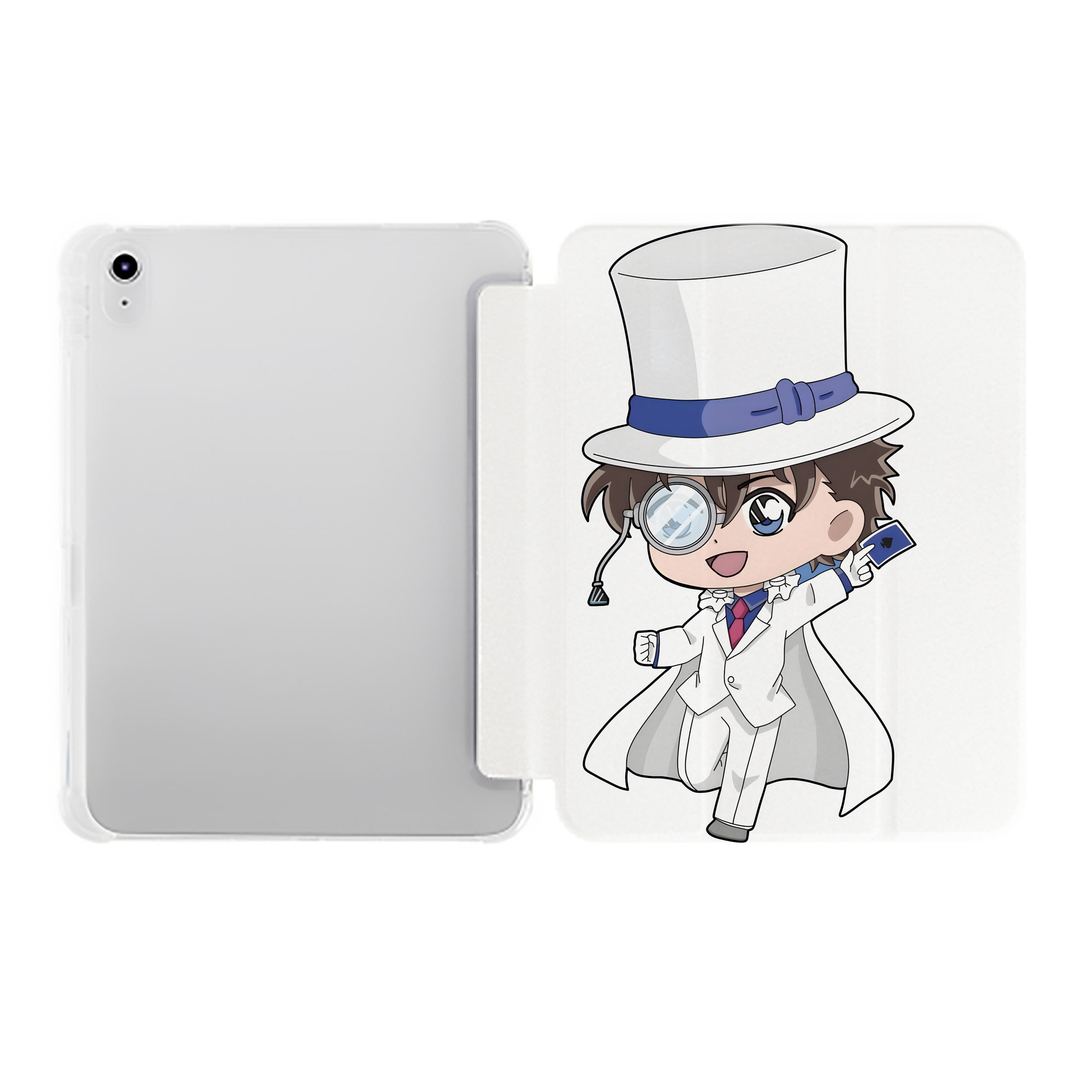 （画像用） 名探偵コナン くろば かいと Detective Conan Kuroba Kaito IPad ケース ペン収納付き 三つ折りスタンド PUレザー×シリコン 対応機種9.5/10.5/10.9インチ